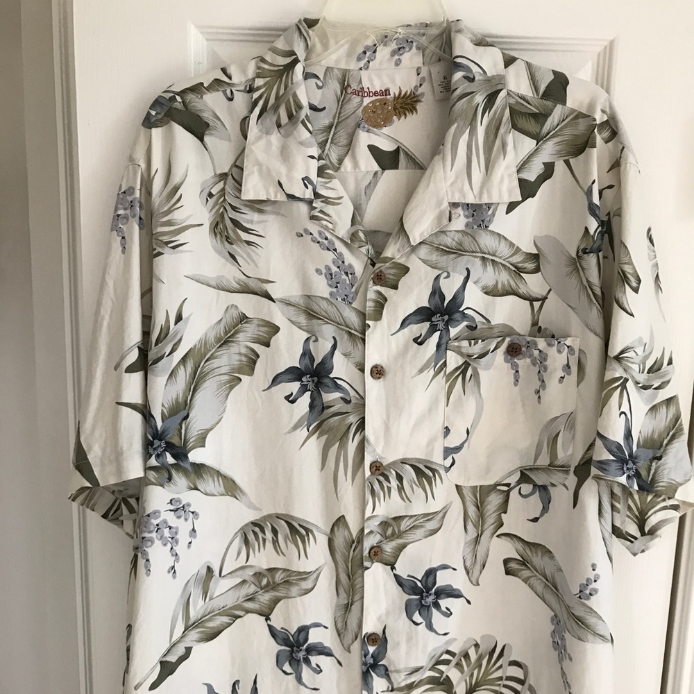 Caribbean Hawaiian Orchid Aloha shirt, silk blend